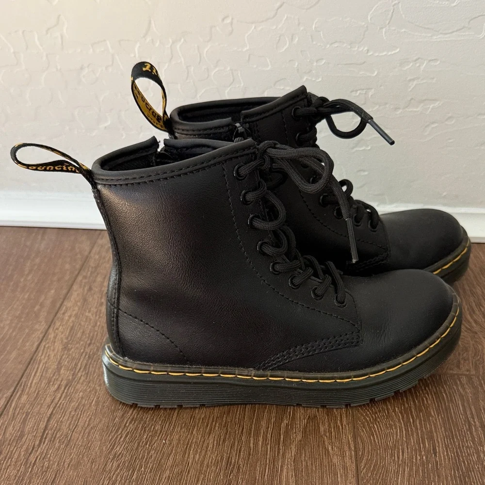 Dr. Martens Black Lace-Up Boots with Yellow Stitching - Size 13 - Picture 5 of 10
